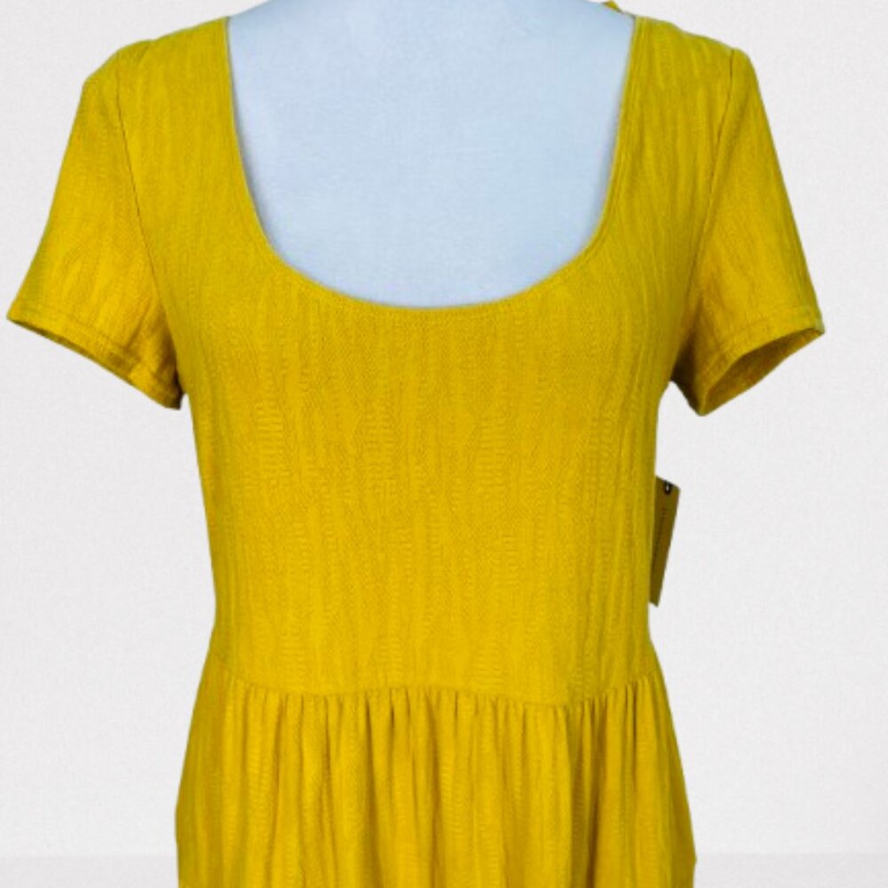 Anthropologie Maeve NEW Gillian Knit Tiered Maxi Dres Size M Mustard Yellow - Picture 7 of 14